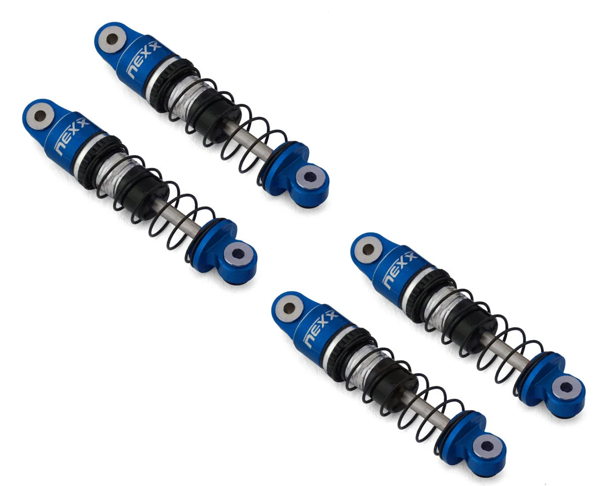 NX-405-BLU NEXX Racing SCX24 36mm Aluminum Oil-Filled Threaded Shocks (Blue) (4)