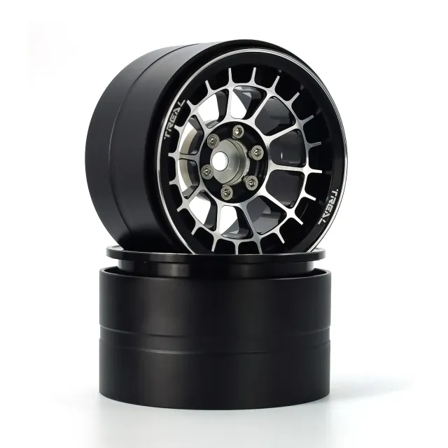 X002YF7CH9 Treal Aluminium 2.2 Beadlock Wheels Rims(2)pcs Fit RC Crawler Mud Truck 2.2 Tires for Ryft Wraith RR10 -Type A-Black