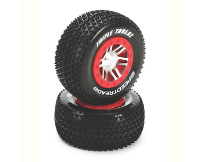 DTXC2949 SpeedTreads Triple Threat SC Front Tires w/12mm Hex (Red) (2)