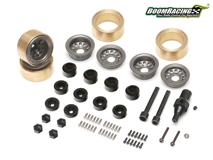 BRW780938TERRA-GM KRAIT™ 1.0" Terra Beadlock Wheel w/ Brass Rings & Hub Options Set (4) Gun Metal