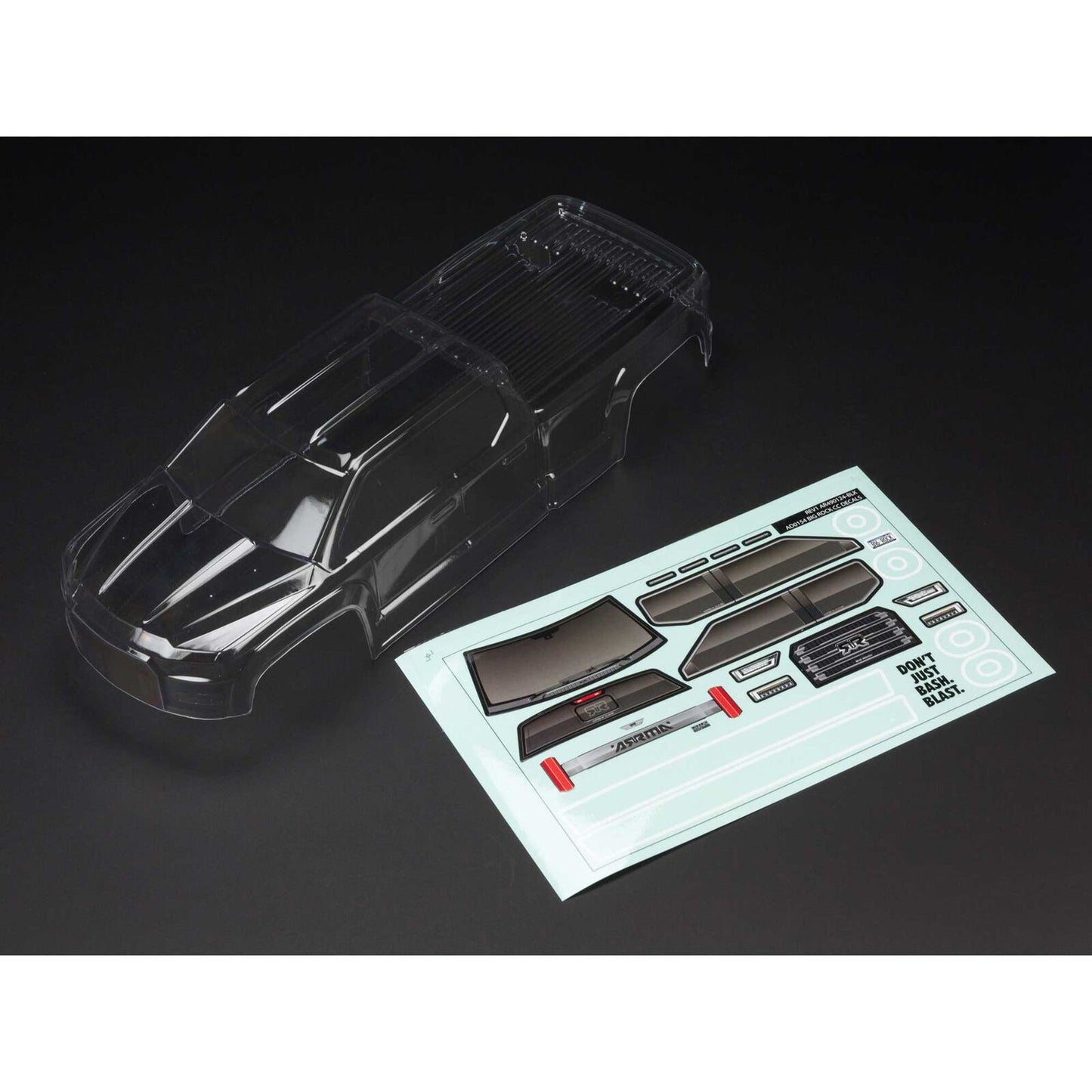 ARA402284 1/10 Clear Body with Decals: BIG ROCK CREW CAB 4X4 BLX