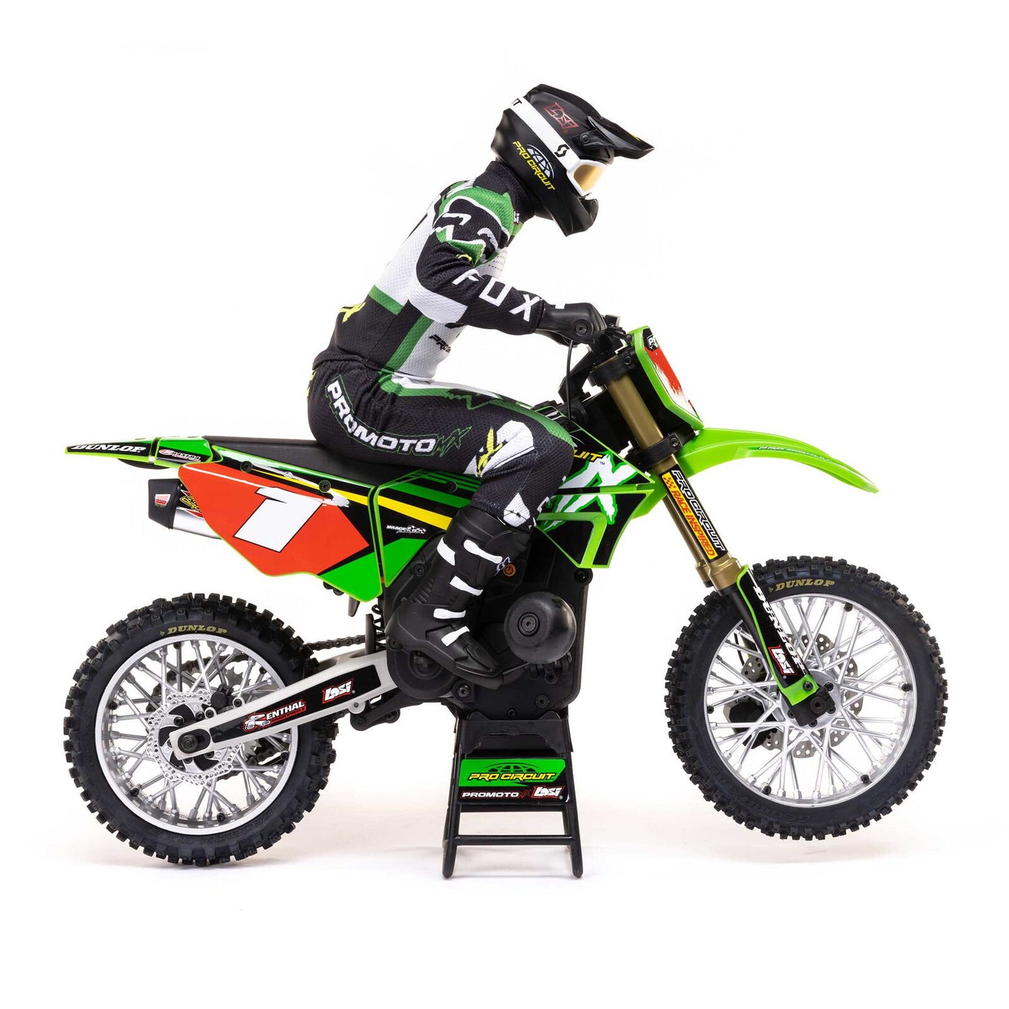 LOS06002 1/4 Promoto-MX Motorcycle RTR with Battery and Charger, Pro Circuit-GREEN