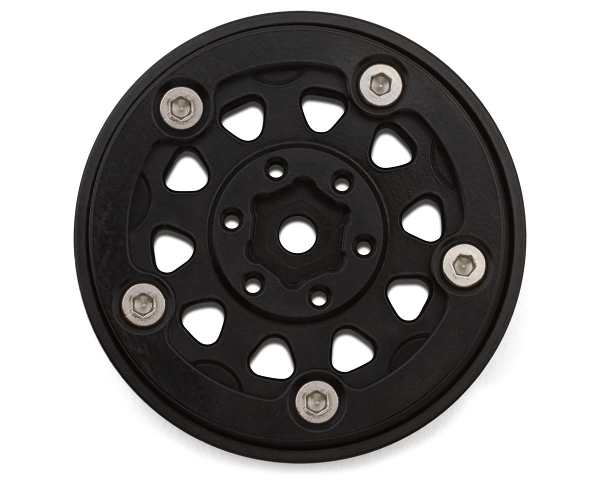 YQW-1305BGD Injora 1.3" D-Slot Super Heavy Brass Micro Rock Crawler Beadlock Wheels (81g ea) (Black) (4)