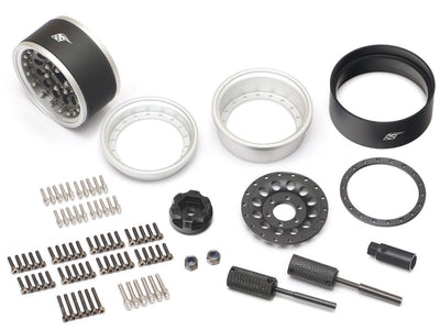 BRPB045FSMBK ProBuild™ 1.9" R12 Adjustable Offset Aluminum Beadlock Wheels (2) Flat Silver/Matte Black