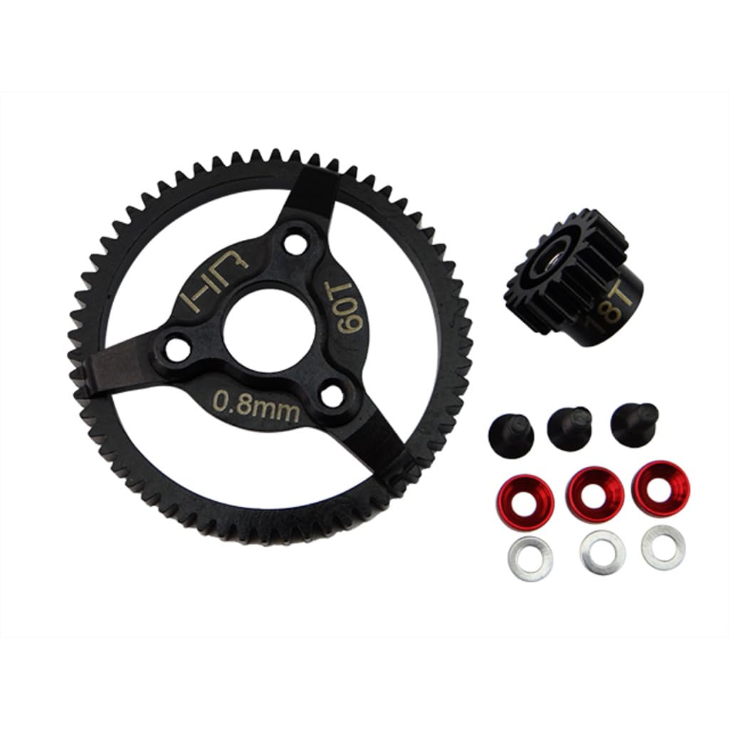 HRSTE260 - Steel Pinion and Spur Gear Set (18t/60t 32p)(Red) - TRA