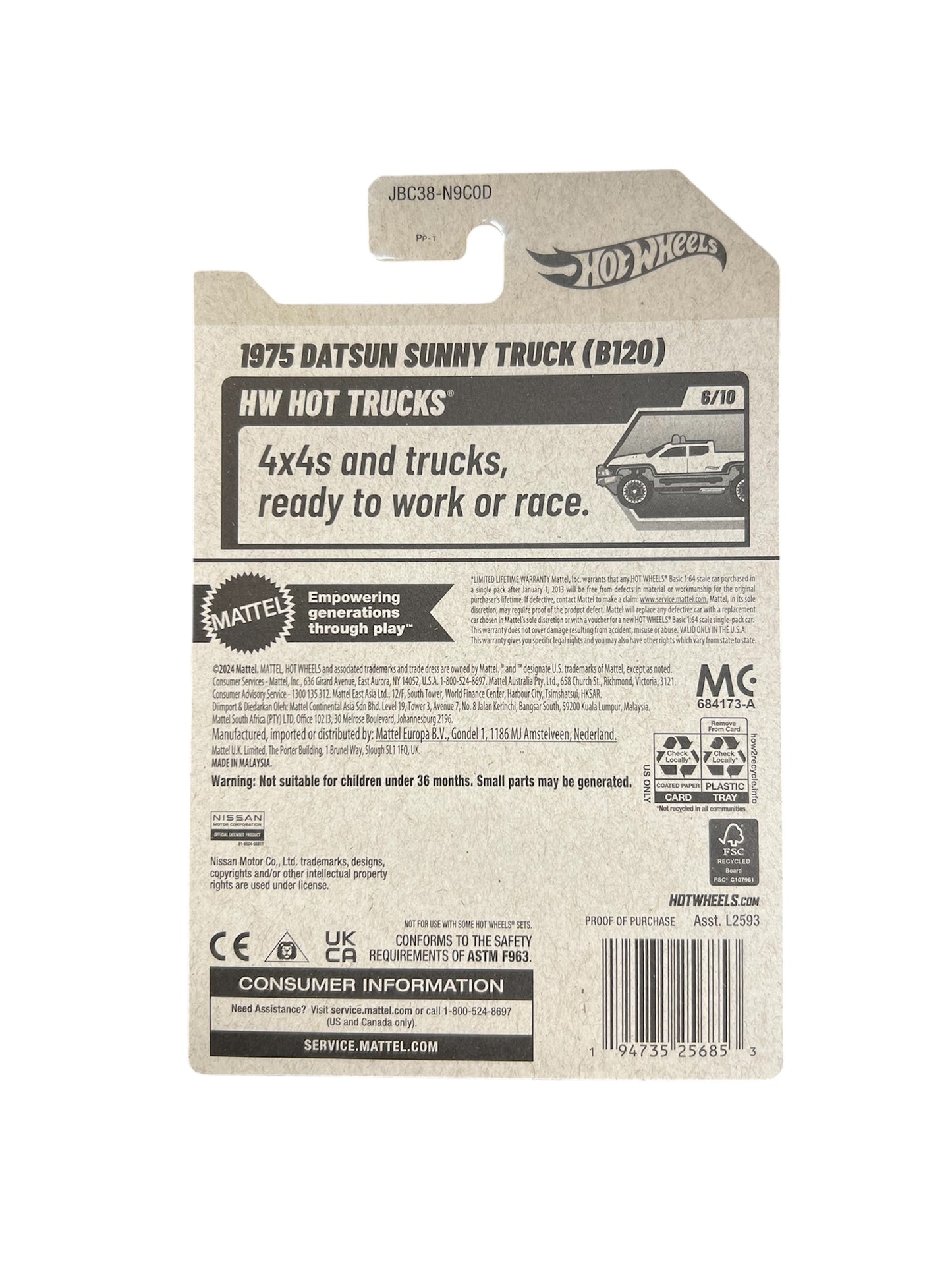 HWL2593-Super 1975 Datsun Sunny Truck (B120) - Super Treasure Hunt