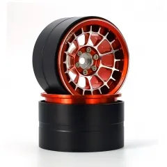 X002YF6DTH Treal Aluminium 2.2 Beadlock Wheels Rims(2)pcs Fit RC Crawler Mud Truck 2.2 Tires for Ryft Wraith RR10 -Type A-Red