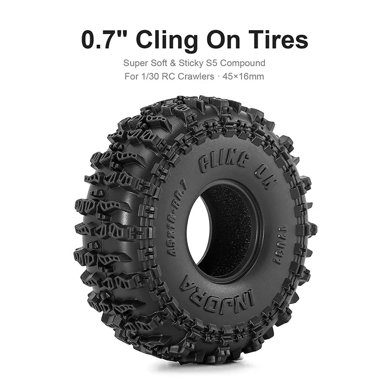 T7031 INJORA 0.7" 45*16mm Cling On Tires for 1/30 SCX30 (T7031) (4)