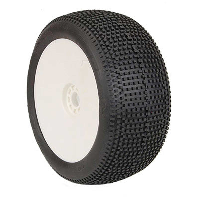 AKA14117XRW 1/8 EVO Impact Soft Long Wear Pre-Mounted Tires, White Wheels (2): Truggy