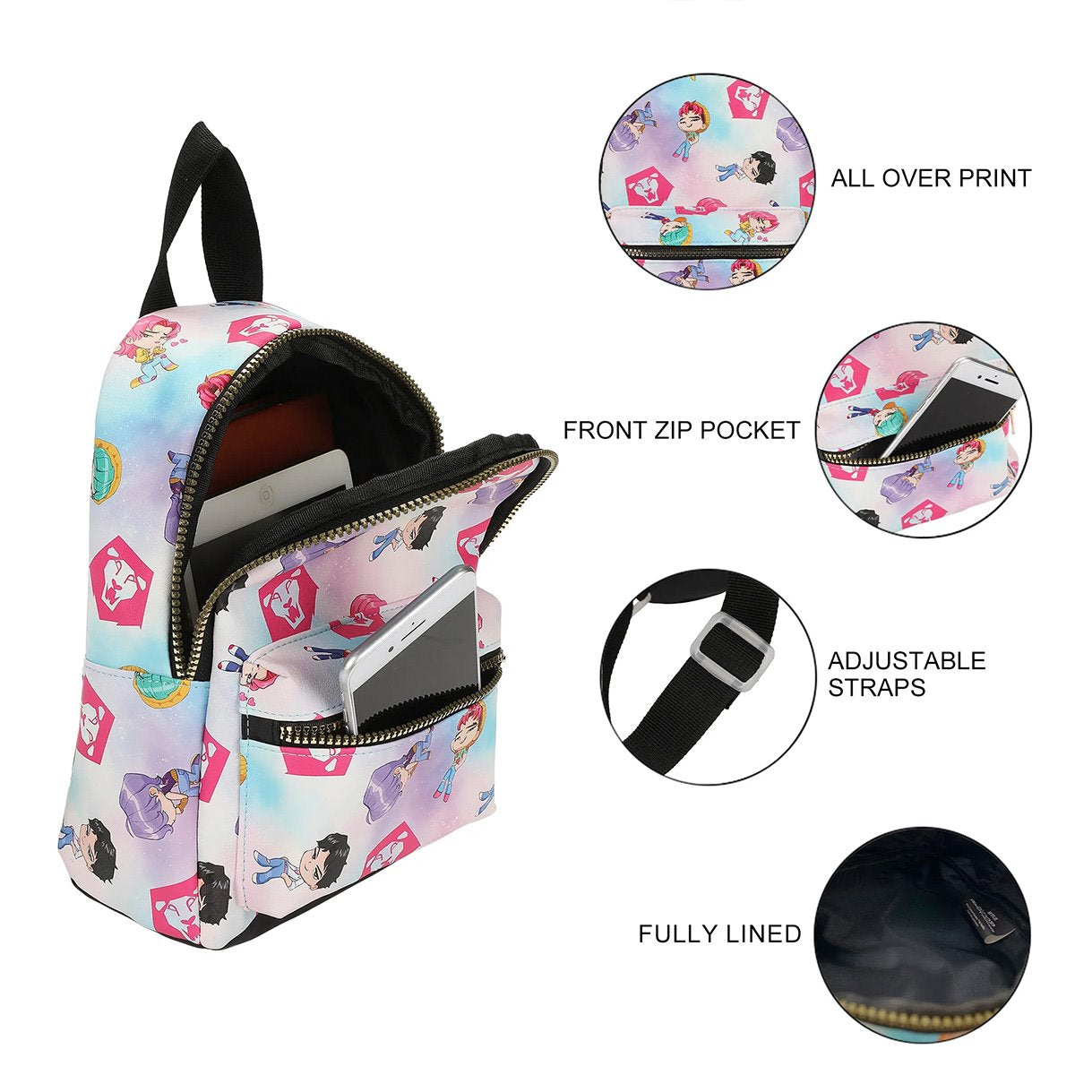 BWMPFAB7Q KPop Demon Hunters Chibi Saja Boys Mini-Backpack
