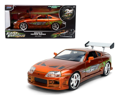 Jada 37703 1:24 1995 Toyota Supra – Orange Color Brush Finish – Fast & Furious 25th Anniversary