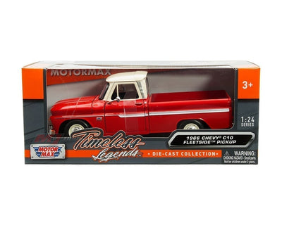 MJ73355AC-REDWHITE MMAX 1:24 TL Chevy 1966 C-10 Truck 2 tone w/Bei Top