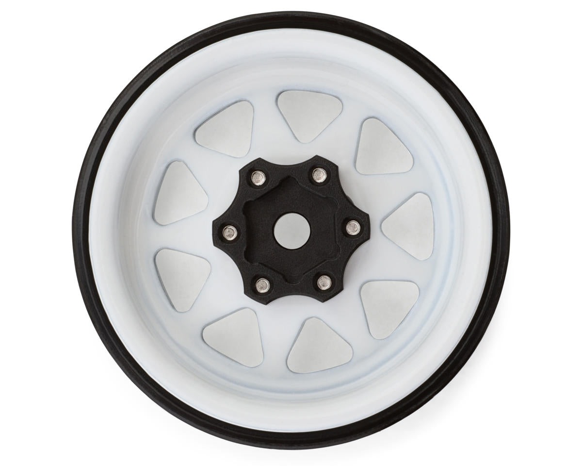 YQW-1312WH Injora 1.3" Stamped Steel Micro Rock Crawler Beadlock Wheels (23.5g ea) (White) (4)