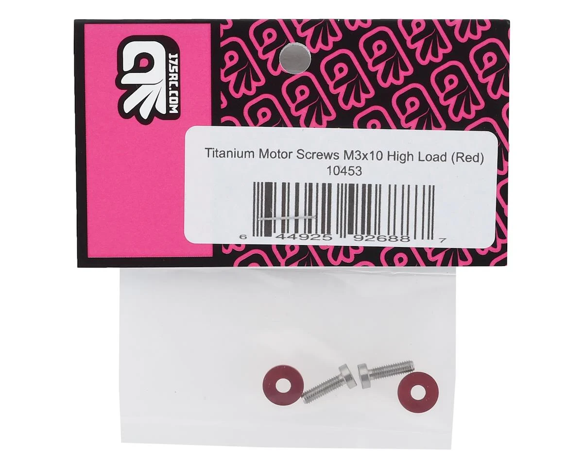 175-10453 175RC 3x10mm "High Load" Titanium Motor Screws (Red)