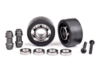 7775A Wheels, wheelie bar, 6061-T6 aluminum (dark titanium-anodized)