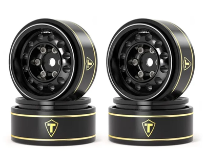 X004CPK113 Treal Hobby Type K 1.0" 12-Hole Beadlock Classic Vintage Wagon Wheels (Black) (4) (28.9g ea)