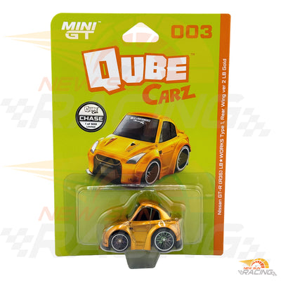 MINI GT QZO0101 QUBE CARZ Series 1 Liberty Walk QZ00301-BL Nissan GT-R (R35) LB Works Type 1. Rear Wing ver 2 LB Gold CHASE
