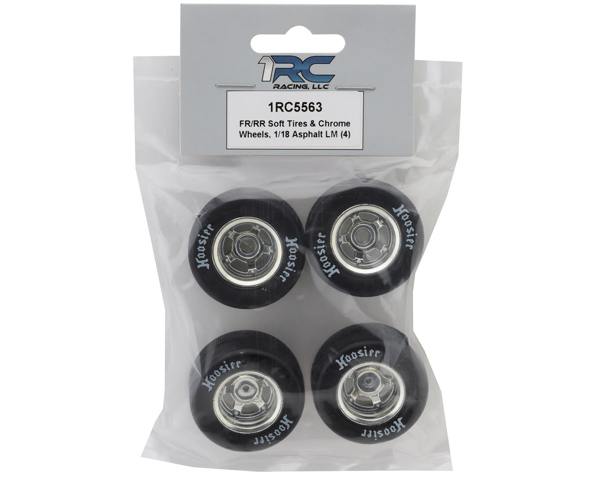 1RC5563 1RC Racing Pre-Mounted 1/18 Asphalt Late Model Hoosier Tires (Chrome) (4) (F/R) (Soft)