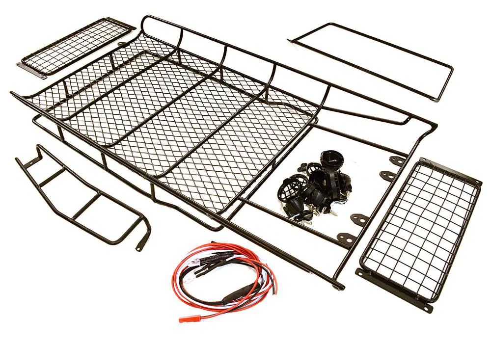 INTC27218BLACK Realistic Full Roof Rack 335x182x42mm w/LED Lights