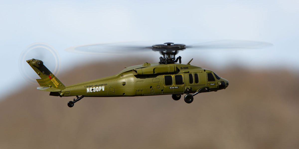 RGR6150  Rage RC Hero-Copter BL, 4-Blade Brushless RTF Heli; Army