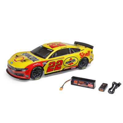 LOS1122522 1/12 NASCAR RC Racecar Joey Logano No. 22 Shell 2025 Ford Mustang 2S AWD RTR Brushed On-Road (Battery & Charger Included)