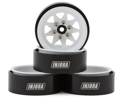 YQW-1312WH Injora 1.3" Stamped Steel Micro Rock Crawler Beadlock Wheels (23.5g ea) (White) (4)