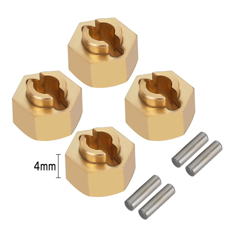 INJSCX24-34GD INJORA 7mm Brass Wheel Hex Hub Extenders for Axial SCX24 AX24