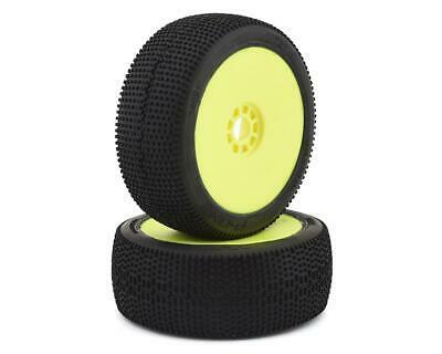AKA14021SRY P1 1/8 Buggy Pre-Mounted Tires (2) (Yellow) (Soft)