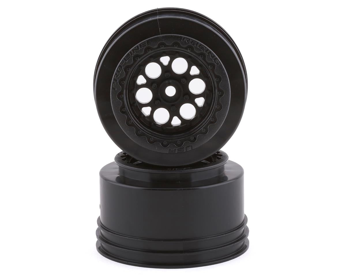 PRO279403 Showtime+ Wide Rear 2.2"/3.0" 12mm Drag Wheels (2) Black