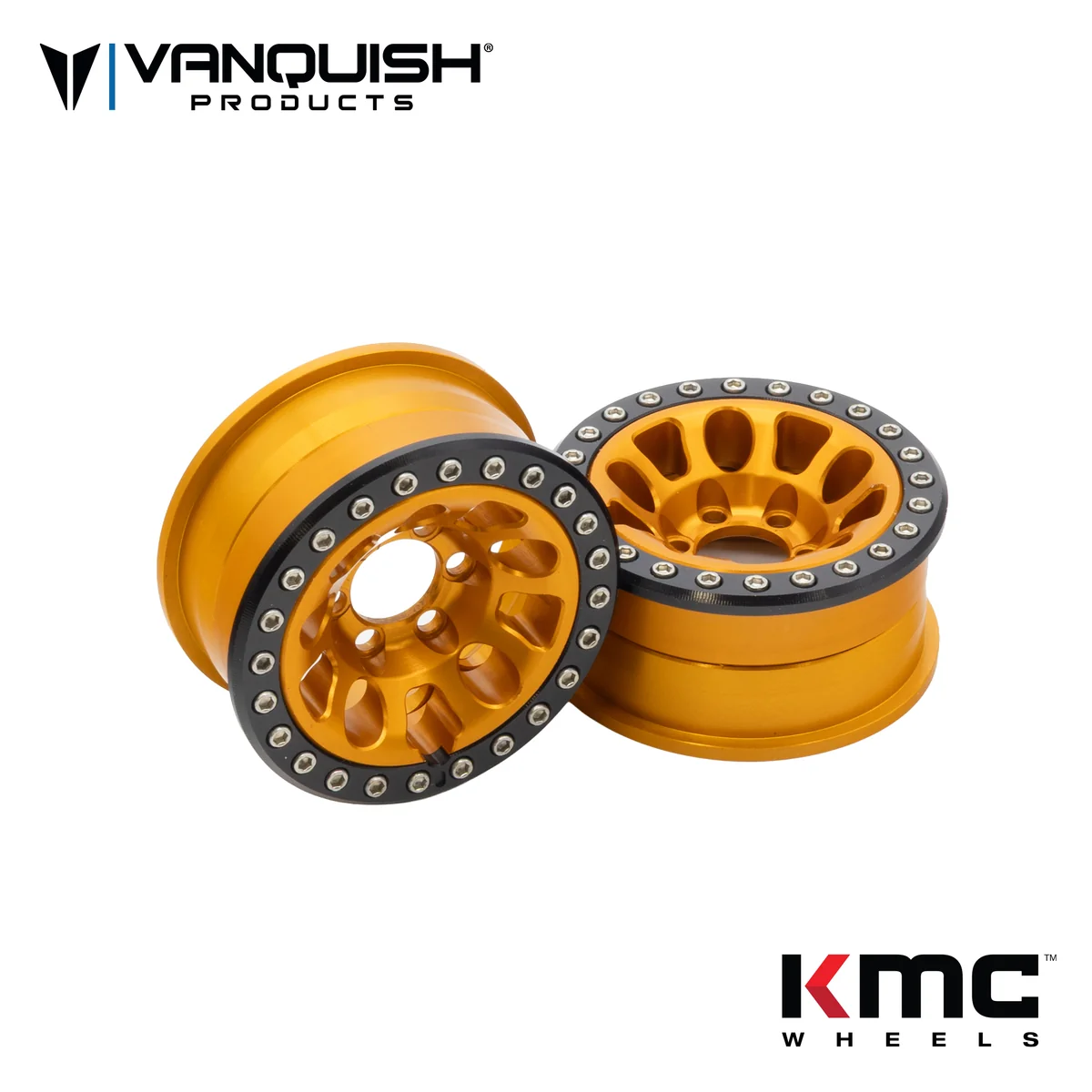 VPS06948 Vanquish Products 1.9" KMC KM241 E25 CNC Aluminum Crawler Beadlock Wheels (Orange)
