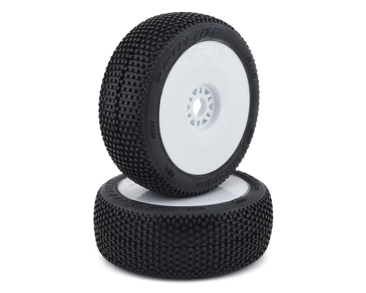 PRO9039033 Blockade Pre-Mounted 1/8 Buggy Tires (2) (White) (S3)