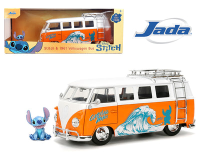 Jada 36340 1:24 1961 Volkswagen Bus with Stitch Figure – Disney Stitch – Hollywood Rides