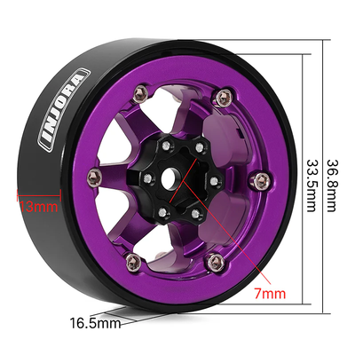 YQW-1313SP INJORA 1.3" Aluminium -5.25mm Offset Wheels for Micro Crawlers (W1313) - PURPLE