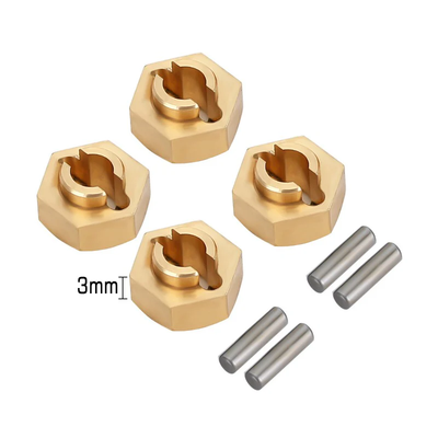 INJSCX24-33GD INJORA 7mm Brass Wheel Hex Hub Extenders for Axial SCX24 AX24