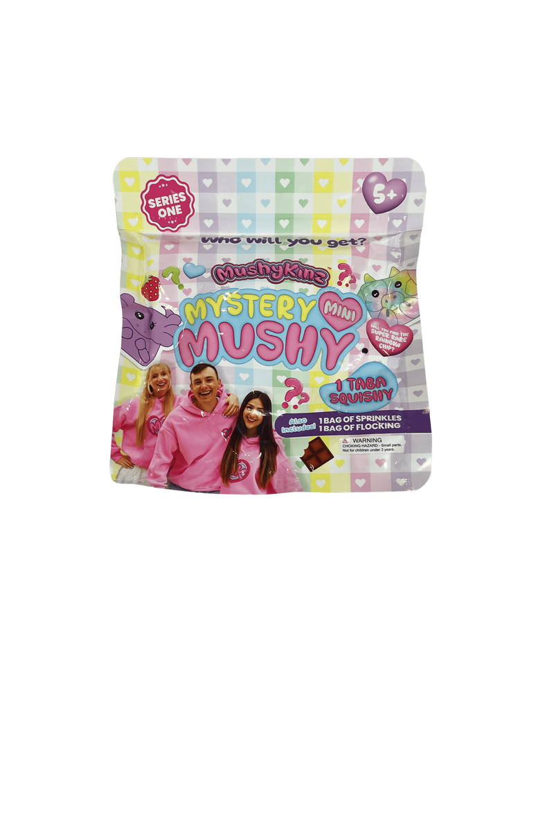 MK-MINI-PK-1 MushyKinz Mystery Mini Mushy 1 Pack Squishy Collectible Figures 1 Tara Squishy Includes 1 Bag of Sprinkles and 1 Bag of Flocking