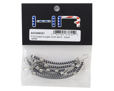 HRACC468C01 - 1:10 Scale elastic cord Set (6) Black W/ White