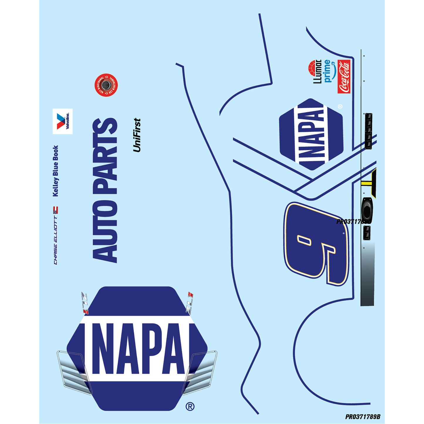 PRO371722 Limited Edition 1/12 Chase Elliott #9 NAPA DIY Clear 2025 Body: Losi NASCAR