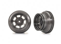 10471 Wheels, dirt oval, graphite gray, dual profile (2.2” outer, 3.0” inner) (2) (2WD front only)