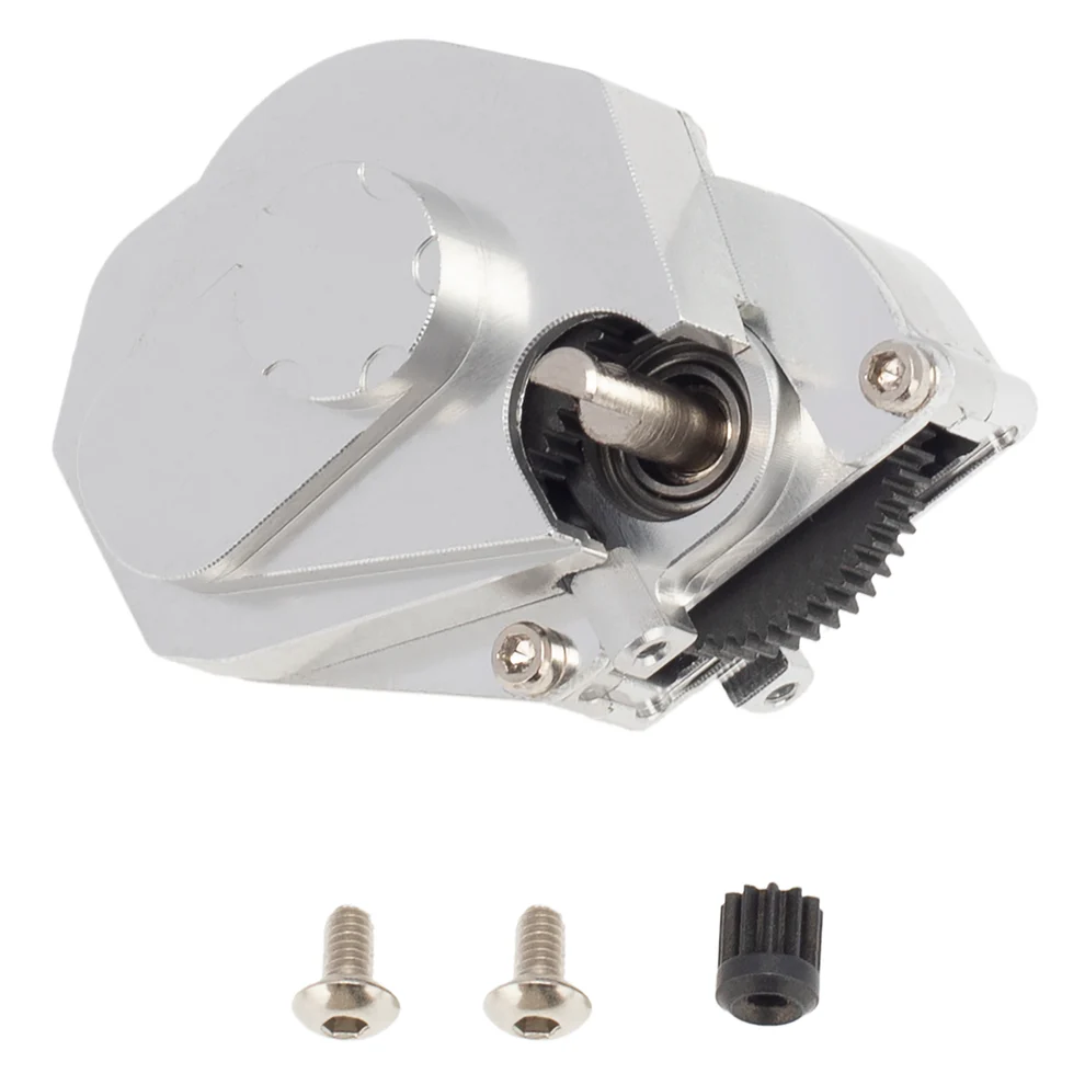 MEUS Racing SCX24 Assembled Transmission Complete Aluminum Gearbox (Silver)