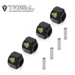 X003K9N19V TREAL Brass Wheel Hubs 7mm*6mm Hex, 1g/pc (4pcs) for 1/18 TRX4M Defender and Bronco (Black)