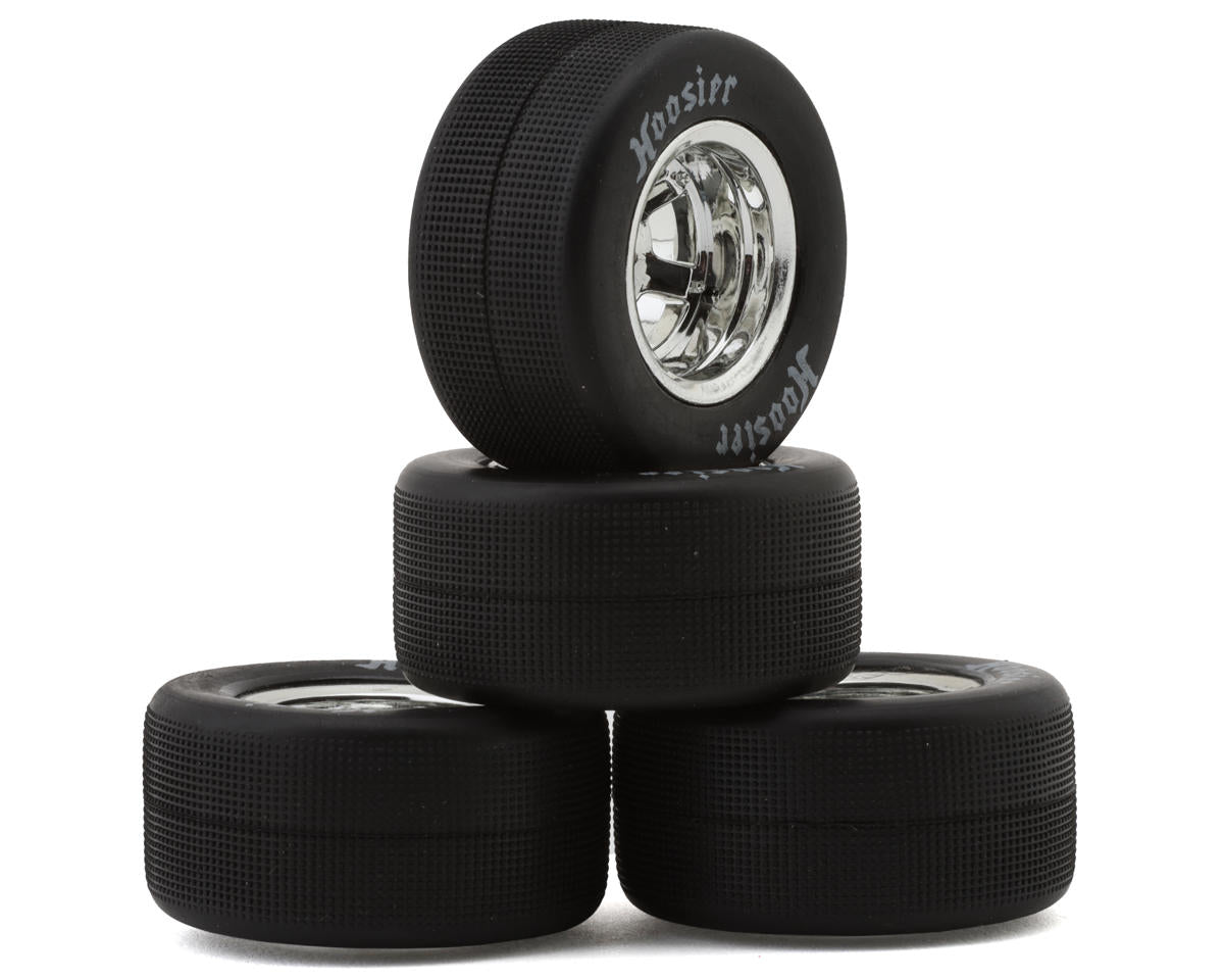 1RC5563 1RC Racing Pre-Mounted 1/18 Asphalt Late Model Hoosier Tires (Chrome) (4) (F/R) (Soft)