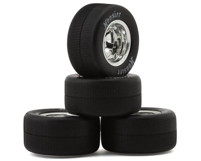 1RC5563 1RC Racing Pre-Mounted 1/18 Asphalt Late Model Hoosier Tires (Chrome) (4) (F/R) (Soft)