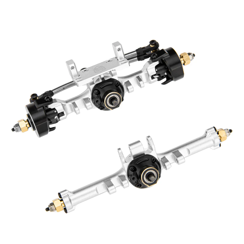 MEUS Racing TRX4M Metal V2 Isokinetic Front & Rear Axles w/ Adjustable Servo Mount for 1/18 TRX4M RC Crawler (Silver)