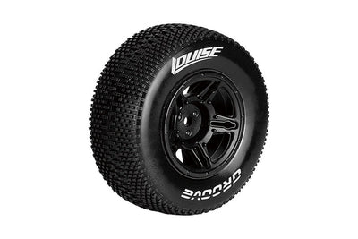 L-T3146SB Louise R/C - SC-Groove 1/10 Short Course Tires, Soft, 12, 14 & 17mm Removable Hex on Black Rim (2)