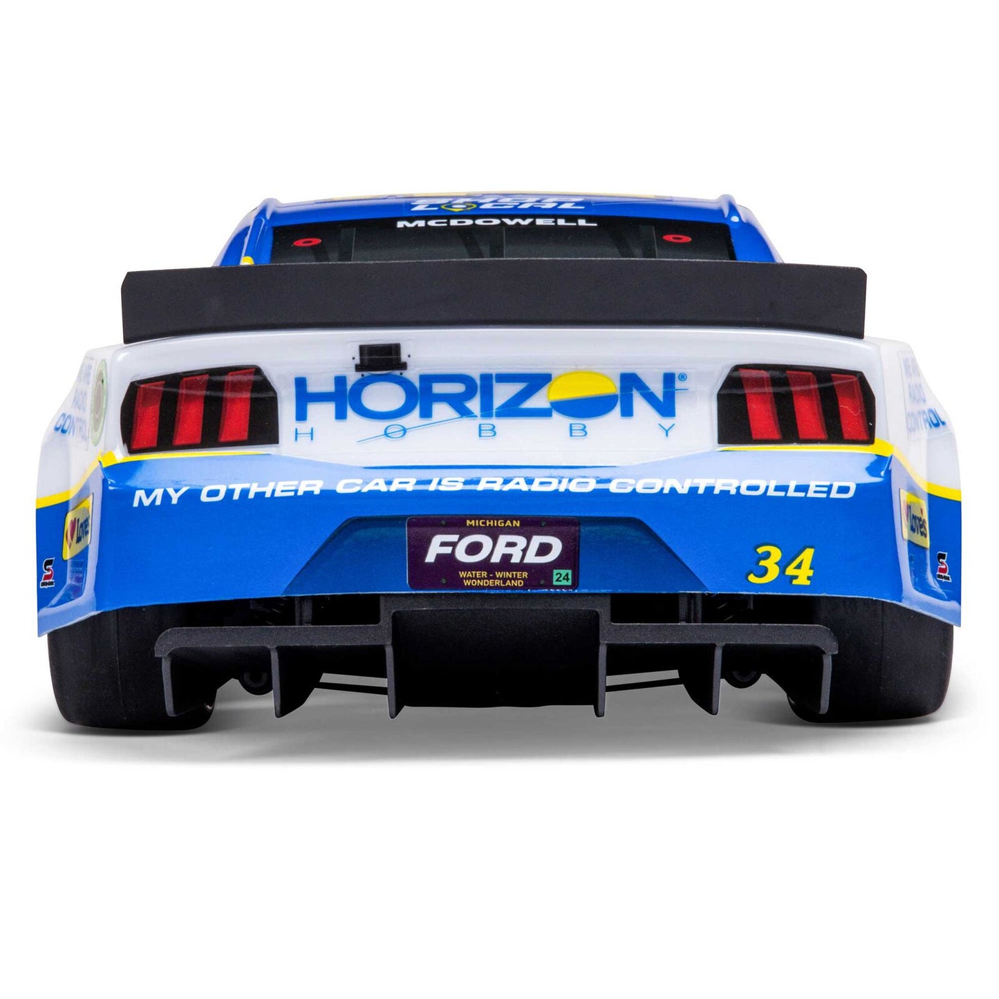 LOS1122434 1/12 4WD NASCAR RC Race Car RTR, Michael McDowell #34 Horizon Hobby 2024 Ford Mustang