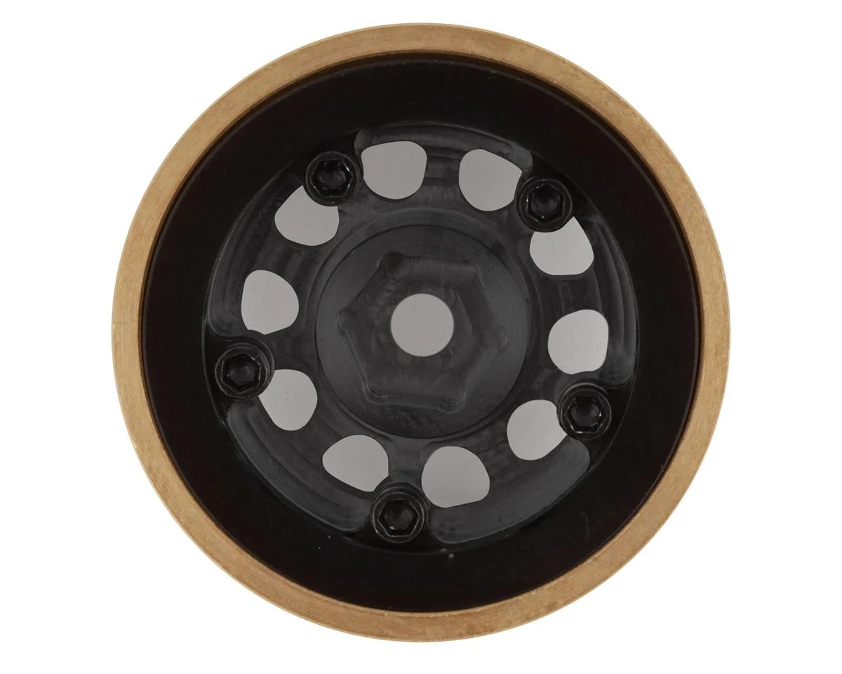SSD00458 SCX24 1.0” Aluminum/Brass D Hole Beadlock Wheels (Black) (2) (24g)