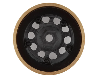 SSD00458 SCX24 1.0” Aluminum/Brass D Hole Beadlock Wheels (Black) (2) (24g)