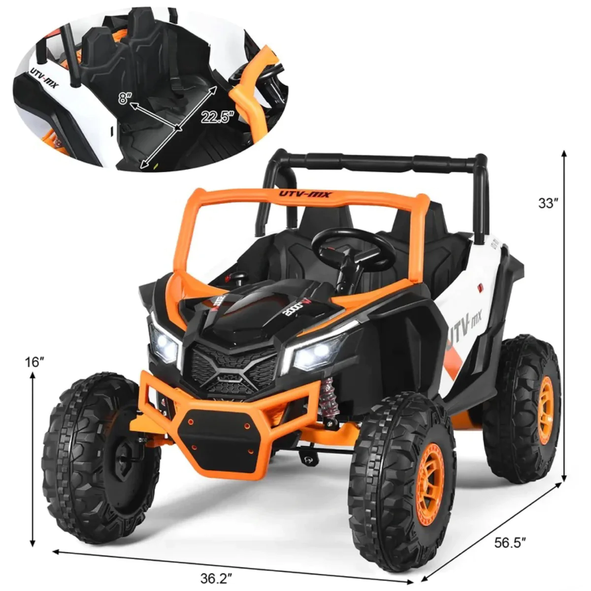 UTV-MX 24V 4WD All Terrain Kids Ride-On UTV With MP4 And Leather Seat