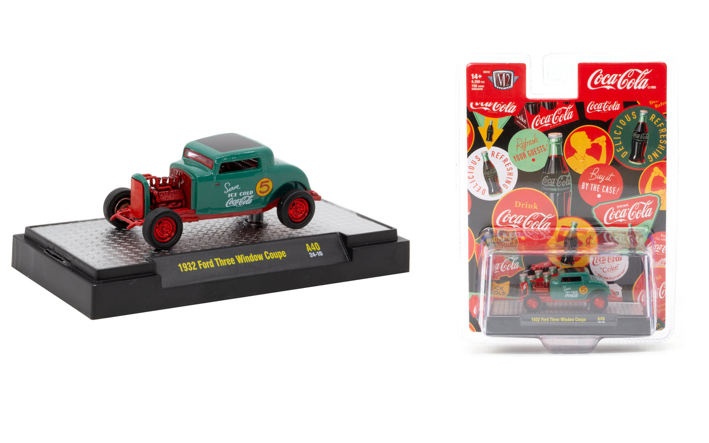 M2Machines 52500-A40 1:64th Scale Coca-Cola 1932 Ford Three Window Coupe - CHASE!