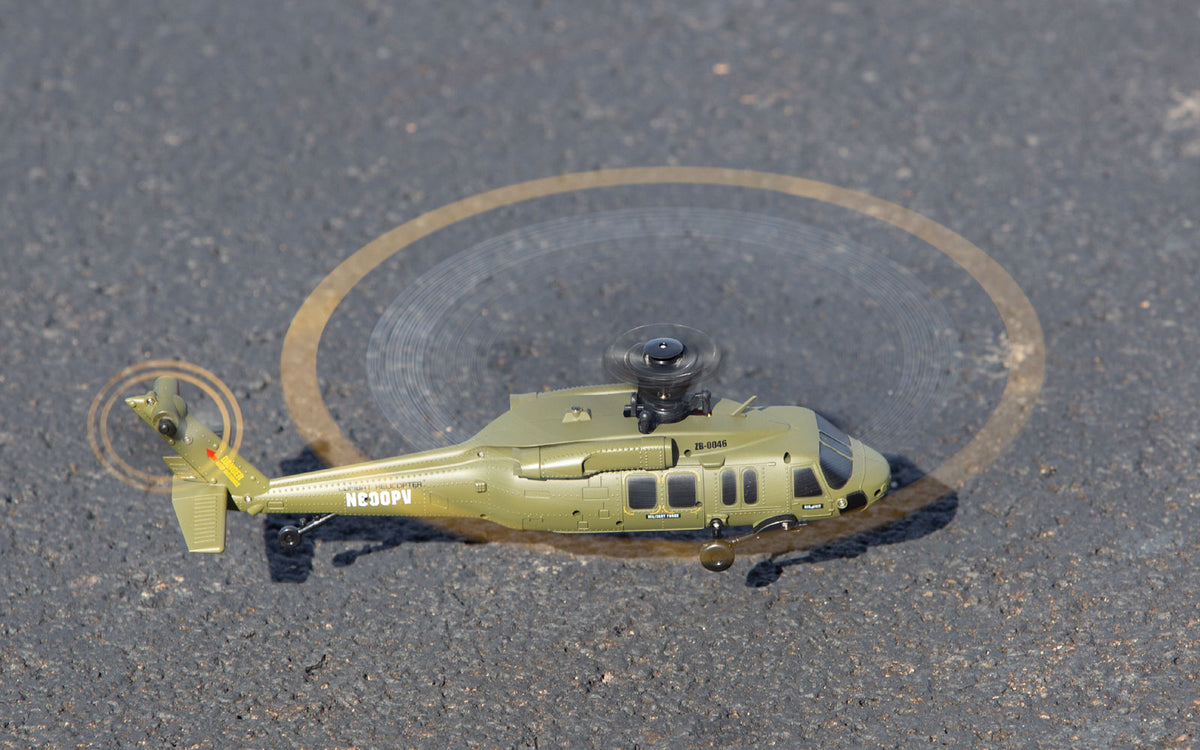 RGR6150  Rage RC Hero-Copter BL, 4-Blade Brushless RTF Heli; Army